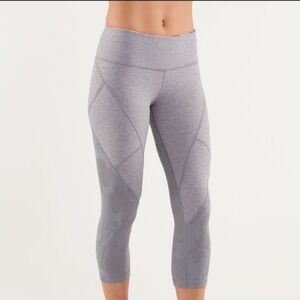 Lululemon Power Vinyasa Crop grey Floral Panel Legging Size 2